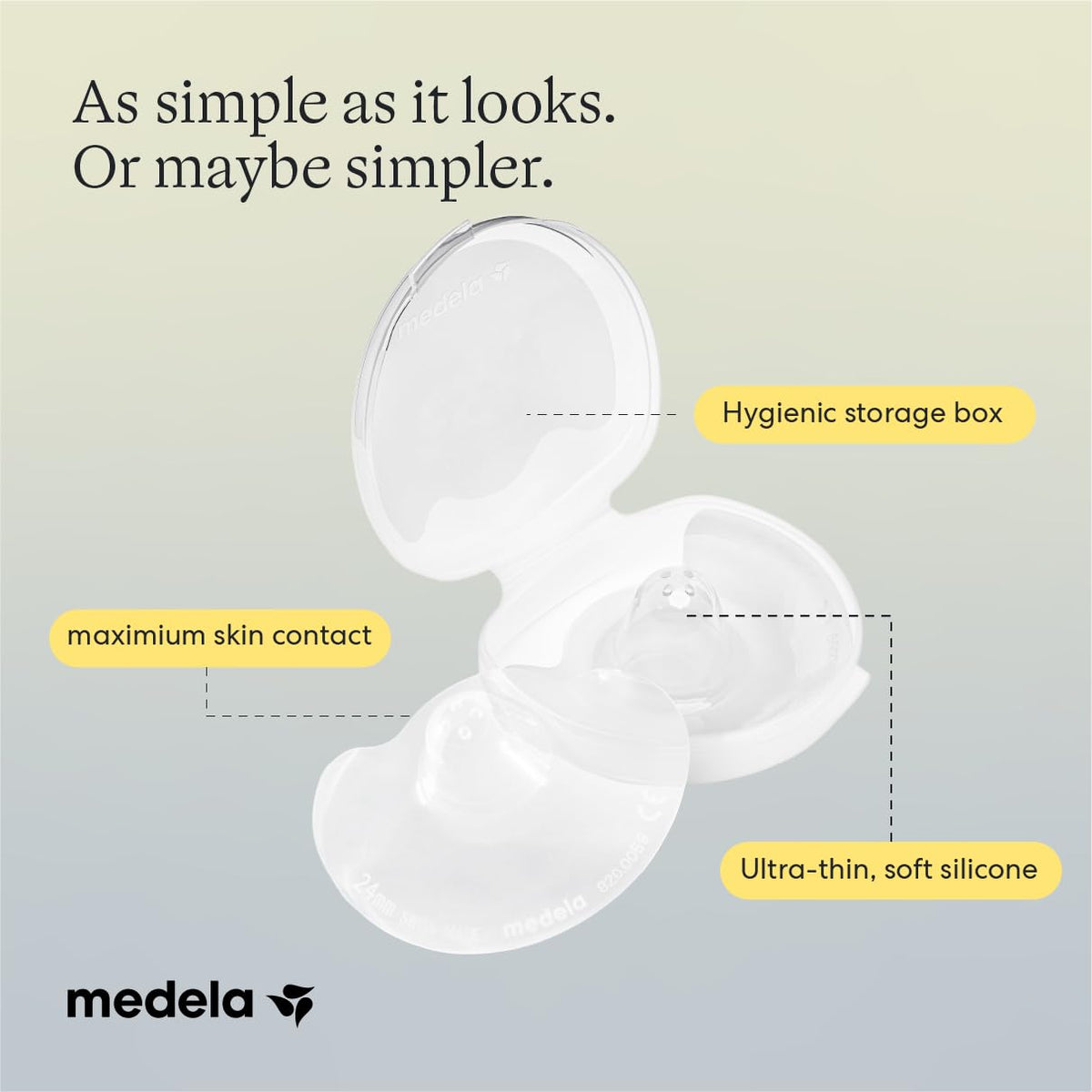 Medela Contact Nipple Shields 20 mm ("M") con Estuche Portátil, Pezoneras de Silicona Ultrafina y Suave, Sin BPA, Ideal para Pezones Agrietados o Planos, Incluye 2 Unidades, Disponibles en Más Tallas