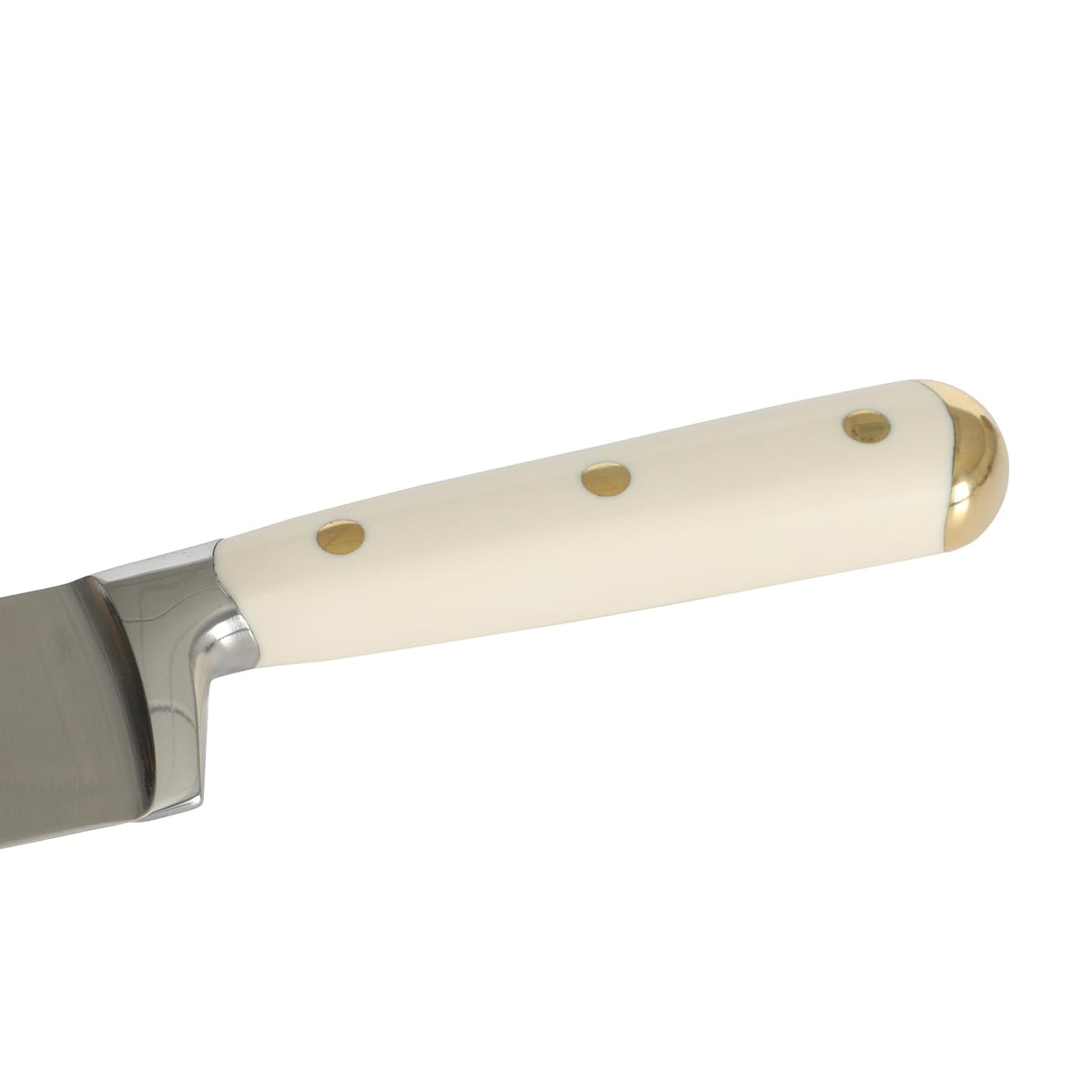 Martha Stewart Juego De Cuchillos Lockton 16 Piezas | Acero Inoxidable De Alto Carbono, Mango Forjado De ABS, Bloque De Madera De Acacia, Blanco Y Dorado