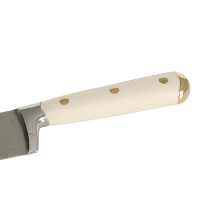 Martha Stewart Juego De Cuchillos Lockton 16 Piezas | Acero Inoxidable De Alto Carbono, Mango Forjado De ABS, Bloque De Madera De Acacia, Blanco Y Dorado