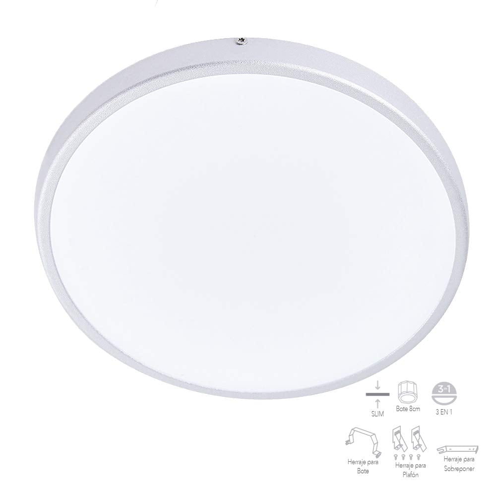 Tecnolite - Downlight LED Empotrable, Bote Integral 12 cm o Sobreponer 9 W, Luz de Día, No atenuable
