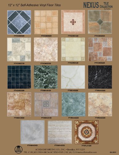 Nexus - Azulejos autoadhesivos de vinilo de 12 pulgadas, 20 azulejos, 12 x 12 pulgadas, patrón negro, despegar y pegar, suelos de bricolaje para cocina, comedor, dormitorios y baños de Achim Home
