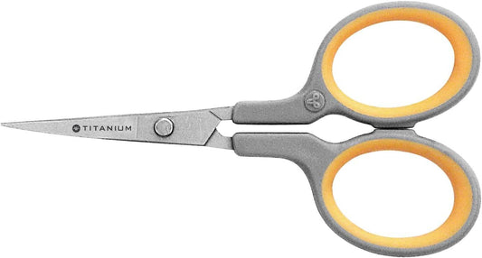 Westcott - Tijeras de bordado de 4 pulgadas con hojas de titanio para manualidades, costura y más, gris/amarillo