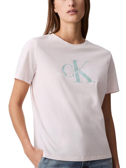 Calvin Klein Playera Logo Monograma Mujer - XS - Perla