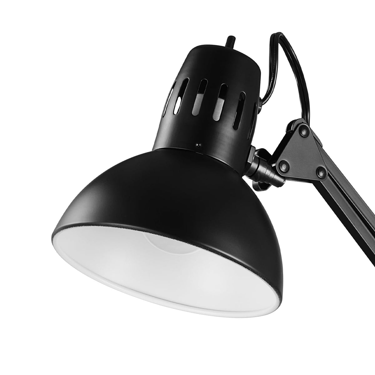 Globe Electric 56963 32 inch Swing Arm Desk Lamp with Metal Clamp, Black Finish