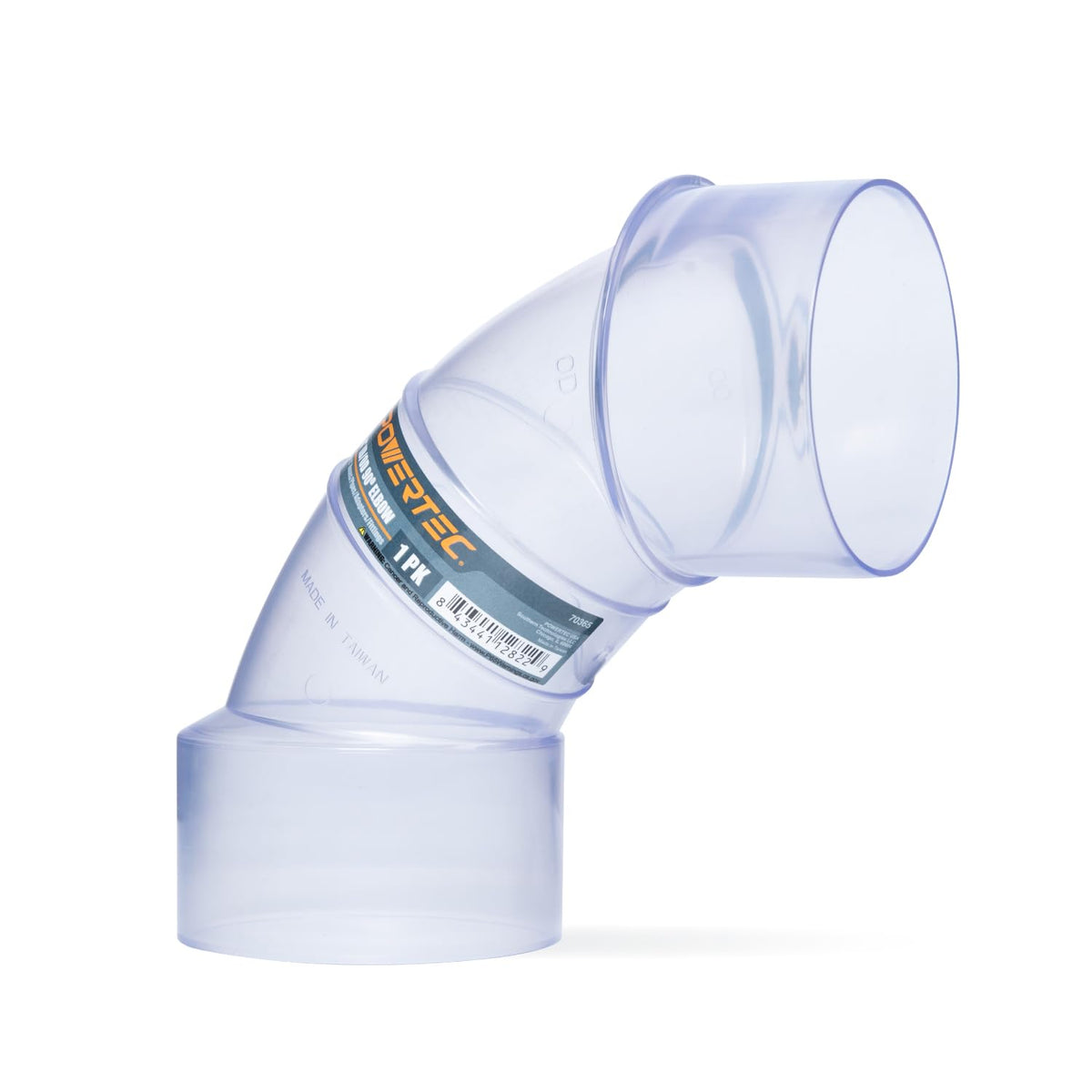 POWERTEC Codo de 90 grados ID/OD de 4 pulgadas para tubos de recogida de polvo de 4 pulgadas, mangueras y accesorios, transparente, 1 paquete