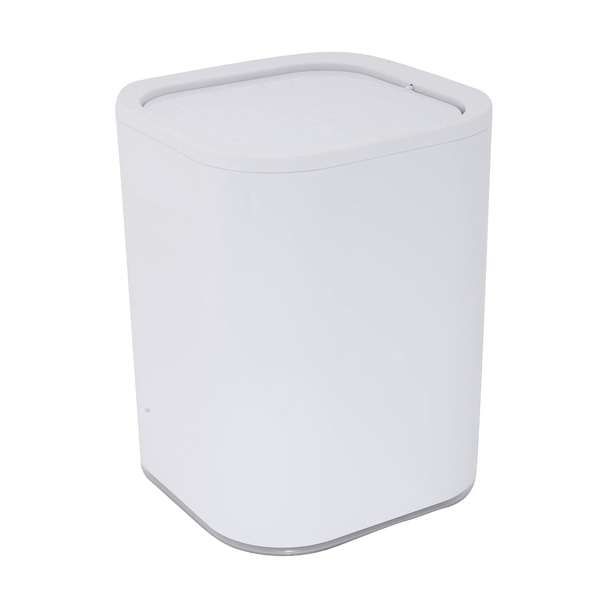 Bath Bliss Papelera acrílica de 8 litros | Tapa superior con peso | Bote de basura pequeño | Contenedor de basura | Diseño contemporáneo | Baño | recámara | Oficina | recámara | Blanco