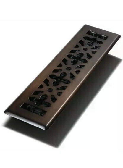 Decoración rejillas 2-inch por 12-Inch gótico acero negro registro de piso, Bronce