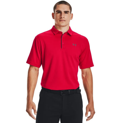 Under Armour Polo de Golf UA Tech para Hombre - G Alto - Rojo (600) - Grafito