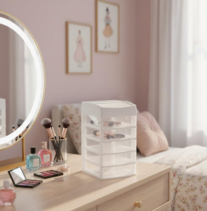 Italhome Cajonera De Plástico, Mini Organizador De Escritorio Multiusos Con 5 Cajones Transparentes Sesia