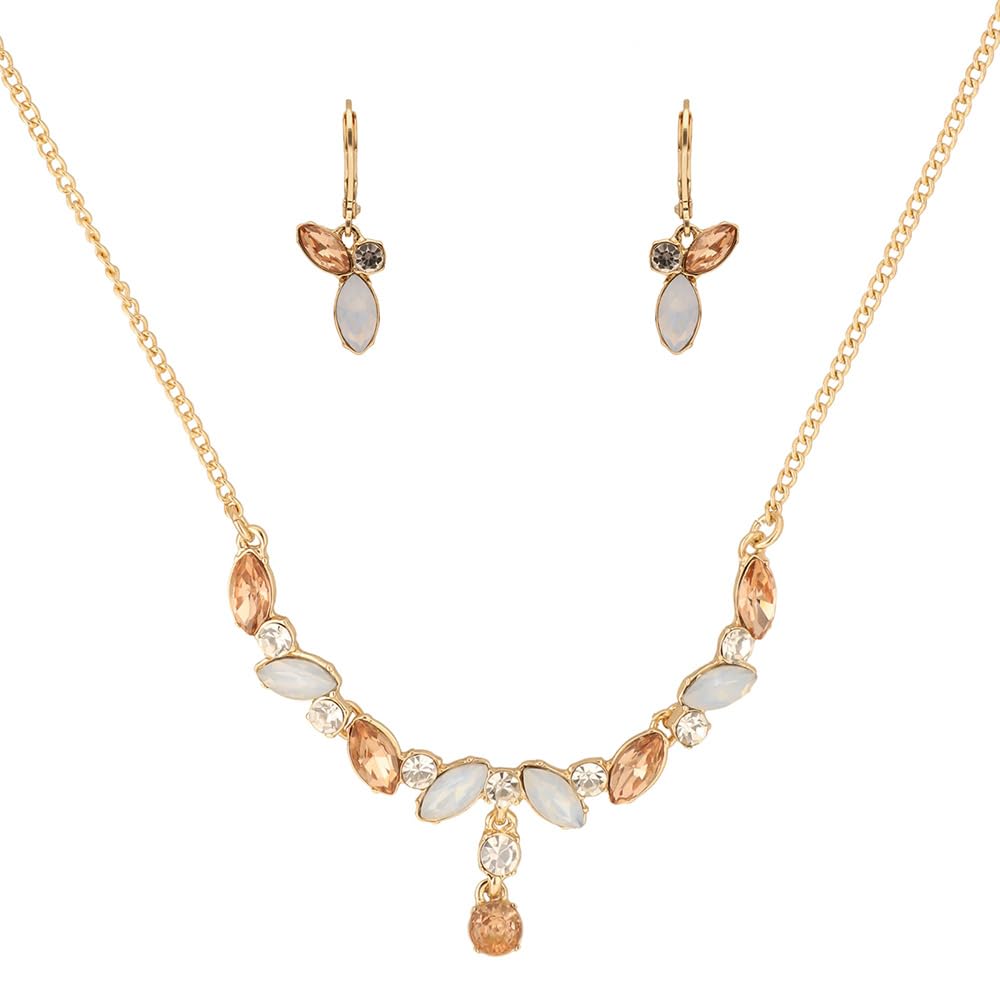 Anne Klein Collar y Aretes Dorado Circular | Juego de 2 piezas, aleación de metales, baño dorado, cierre francés, para mujer