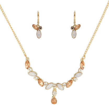 Anne Klein Collar y Aretes Dorado Circular | Juego de 2 piezas, aleación de metales, baño dorado, cierre francés, para mujer