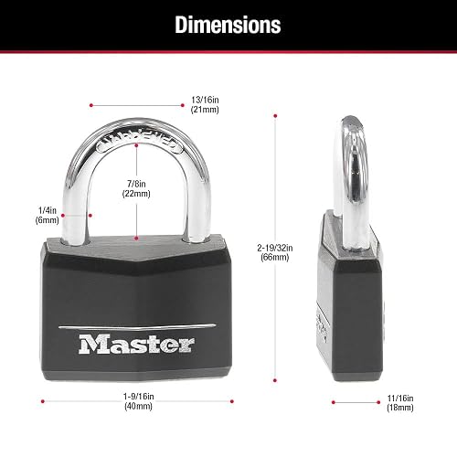 Master Lock Candado con llave de aluminio cubierto 146D, 1-9/16 pulgadas, rosa
