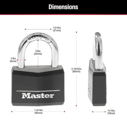 Master Lock Candado con llave de aluminio cubierto 146D, 1-9/16 pulgadas, rosa