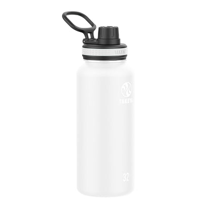 Takeya Originals Botella de Agua Aislada de Acero Inoxidable, Varios Tamaños y Colores - 0.9 Litros - Blanco