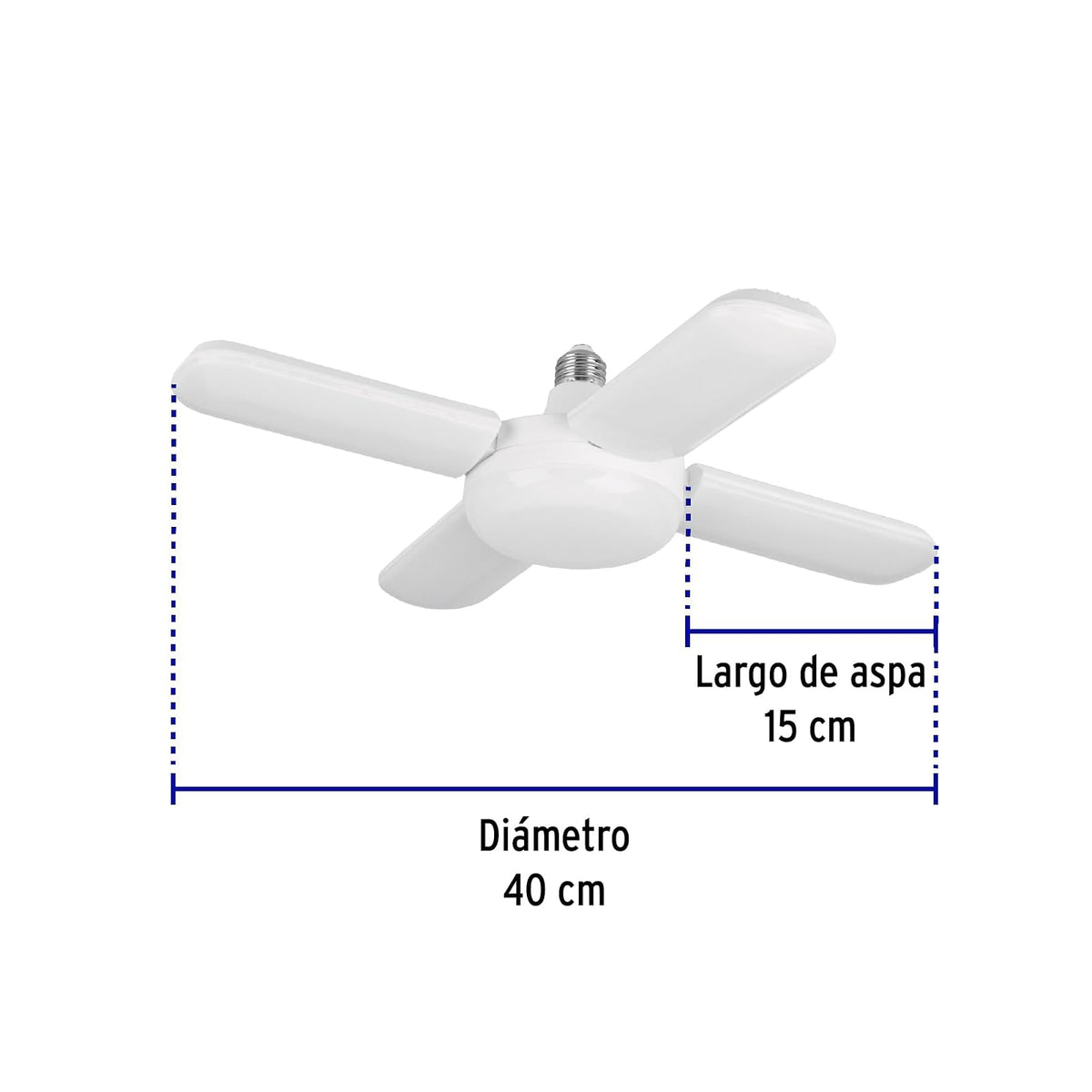 Volteck Basic LED-450V, Lámpara LED 40W tipo ventilador, 4 aspas ajustables