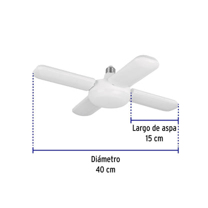 Volteck Basic LED-450V, Lámpara LED 40W tipo ventilador, 4 aspas ajustables
