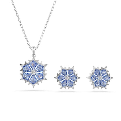 Swarovski Conjunto Magic, Copo de nieve, Azul, Baño de rodio