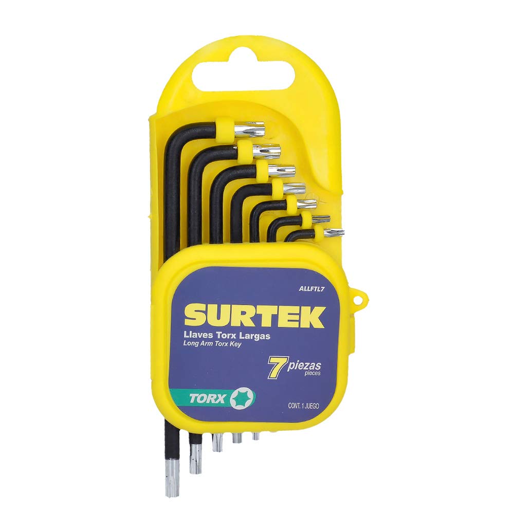 Surtek ALLFTL7 Juego de Llaves hexagonales Tipo L, Torx, largas, 7 Piezas en Rack