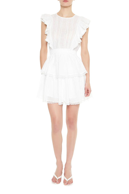 Forever 21 Clip Dot Lace Ruffled Mini Dress Vestido Mujer