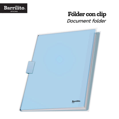 Barrilito Fólder Plástico Carta con Clip. Azul y Blanco. 24 pzas. F02Q