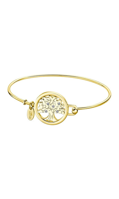 Lotus Style Pulsera millennial para dama en tono dorado | Sofisticado Brazalete con Pulido y Acabado Refinado, Pulsera Dorada 7,6 cm, Regalo Cumpleaños, Aniversario, Ocasión Especial