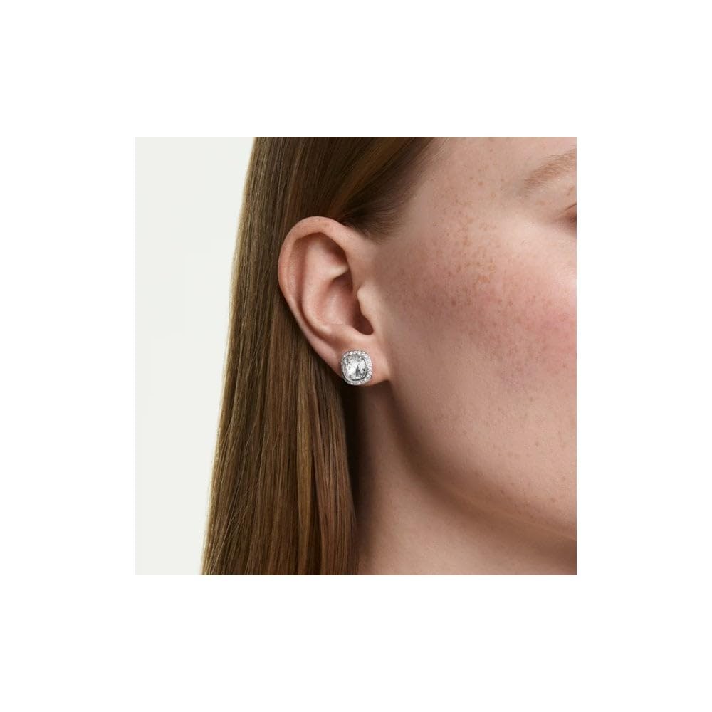 Pendientes Una Angelic, Talla cojin, Blancos, Acabado en rodio