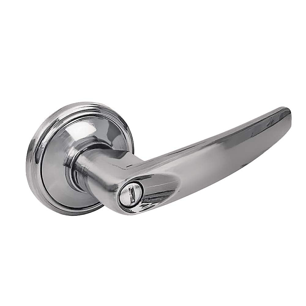 Lock Manija Tubular para Baño o Recámara, Acabado Latón Brillante - Función: Baño - Níquel satinado