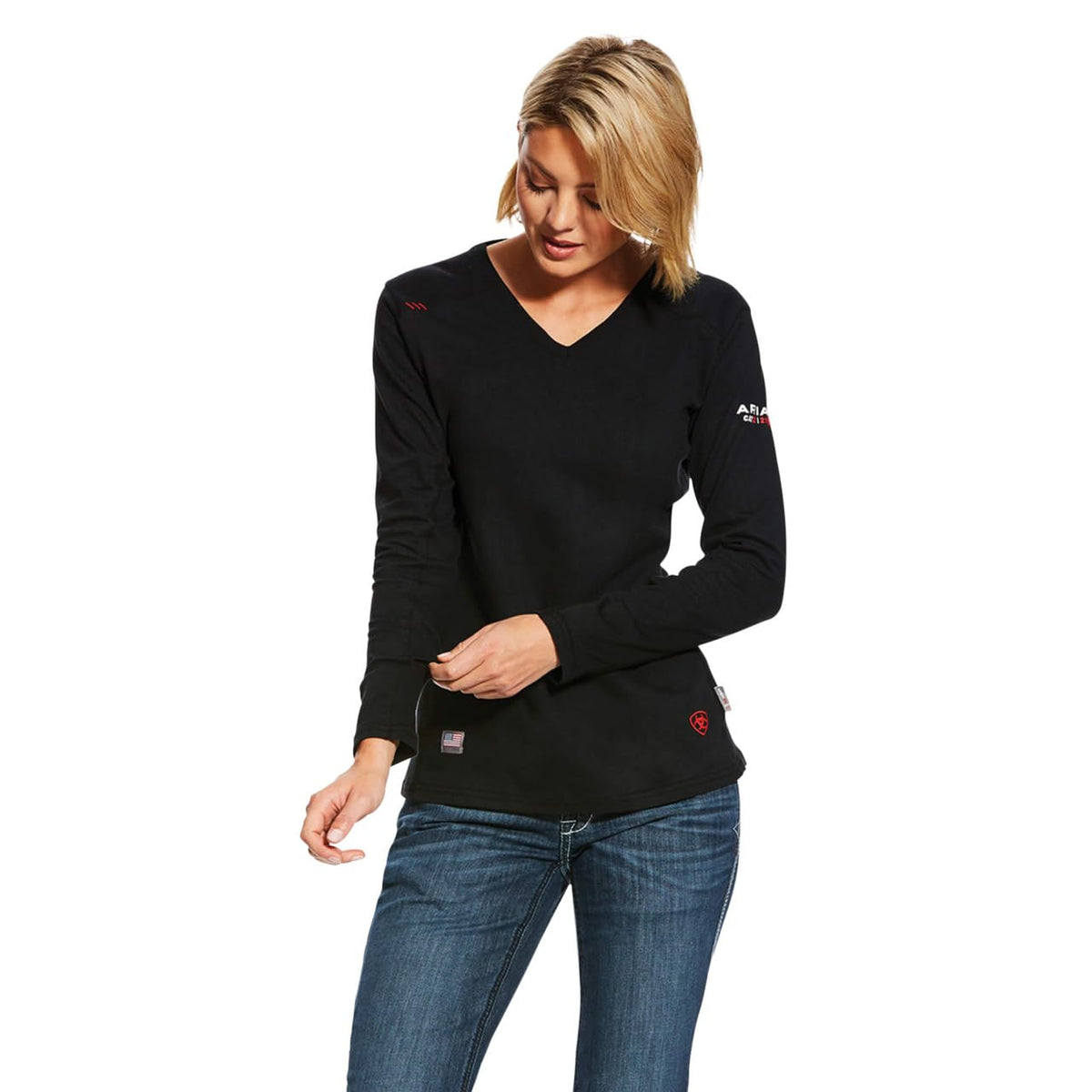 ARIAT WMS FR AC LS Top para Mujer, Color Azul Marino