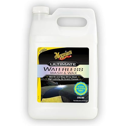 Meguiar's Ultimate Lavado y Cera sin Agua 128 onzas | Lavado de automóvil sin agua y cera sin remolinos ni rasguños. Fácil mantenimiento del automóvil, no requiere agua