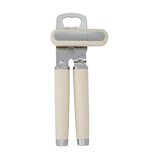 KitchenAid - Abrelatas y abrebotellas multifunción clásico fácil de usar, rueda de corte de acero inoxidable afilada, asas ergonómicas suaves, color crema almendra