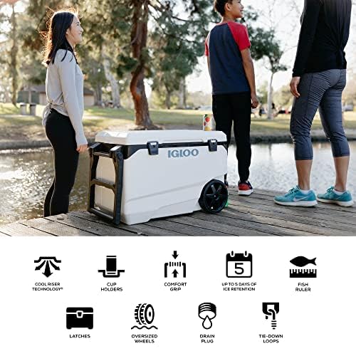 Igloo Coolers Marine Series, Insulated Portable Hard Side Cooler Ice Chest, Great for Fishing, Camping, Boating, & More