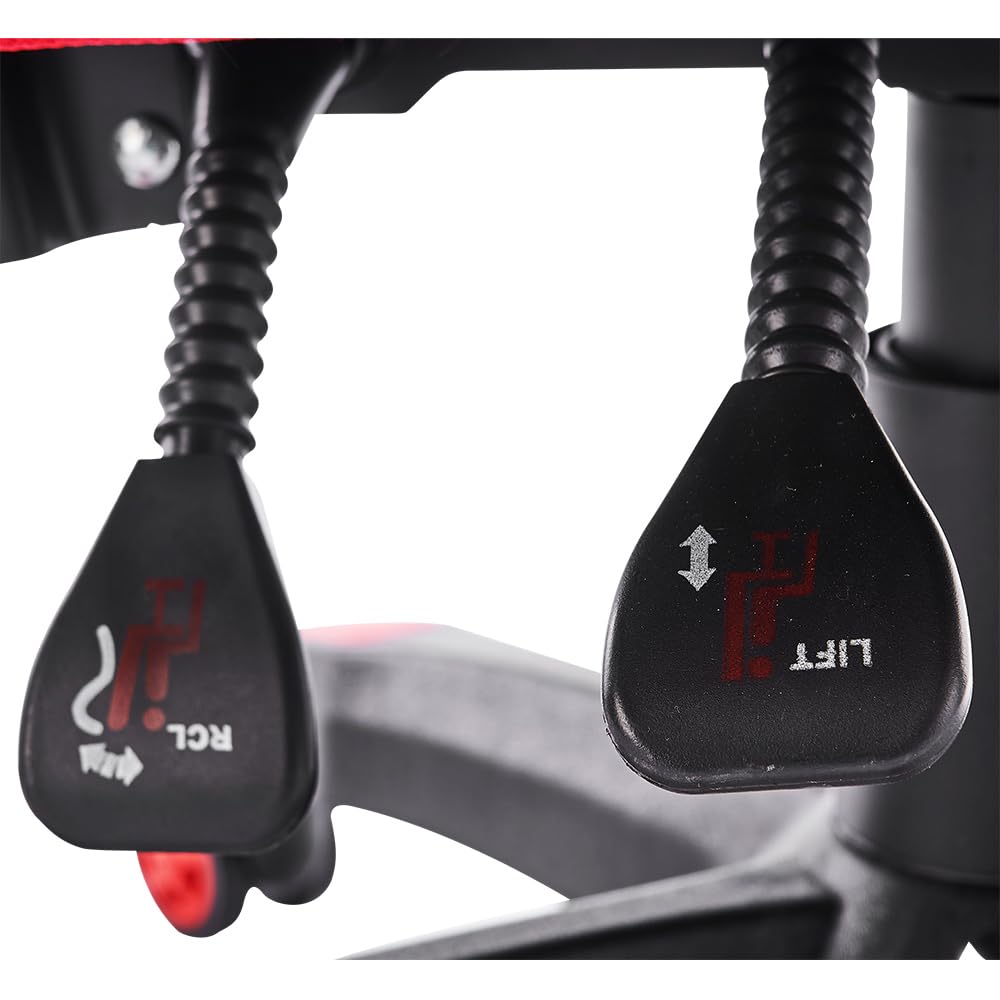 Silla Gamer CGC301 - Soporte 120 Kg, Respaldo Reclinable 135°, Ruedas 60 mm, Tapizado Tela Automotriz, Descansabrazos, Ergonómica para Gaming y Oficina, Color Rojo/Negro