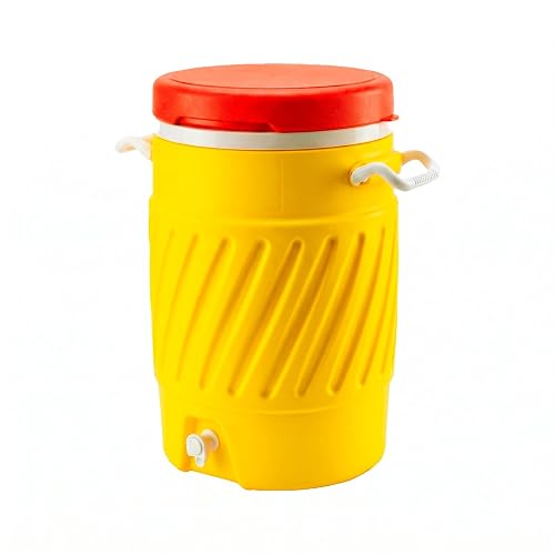 Guateplast Termo Dispensador de Bebidas 5 Galones | Amarillo, plástico con aislamiento térmico, grifo integrado, tapa ajustable, asas laterales