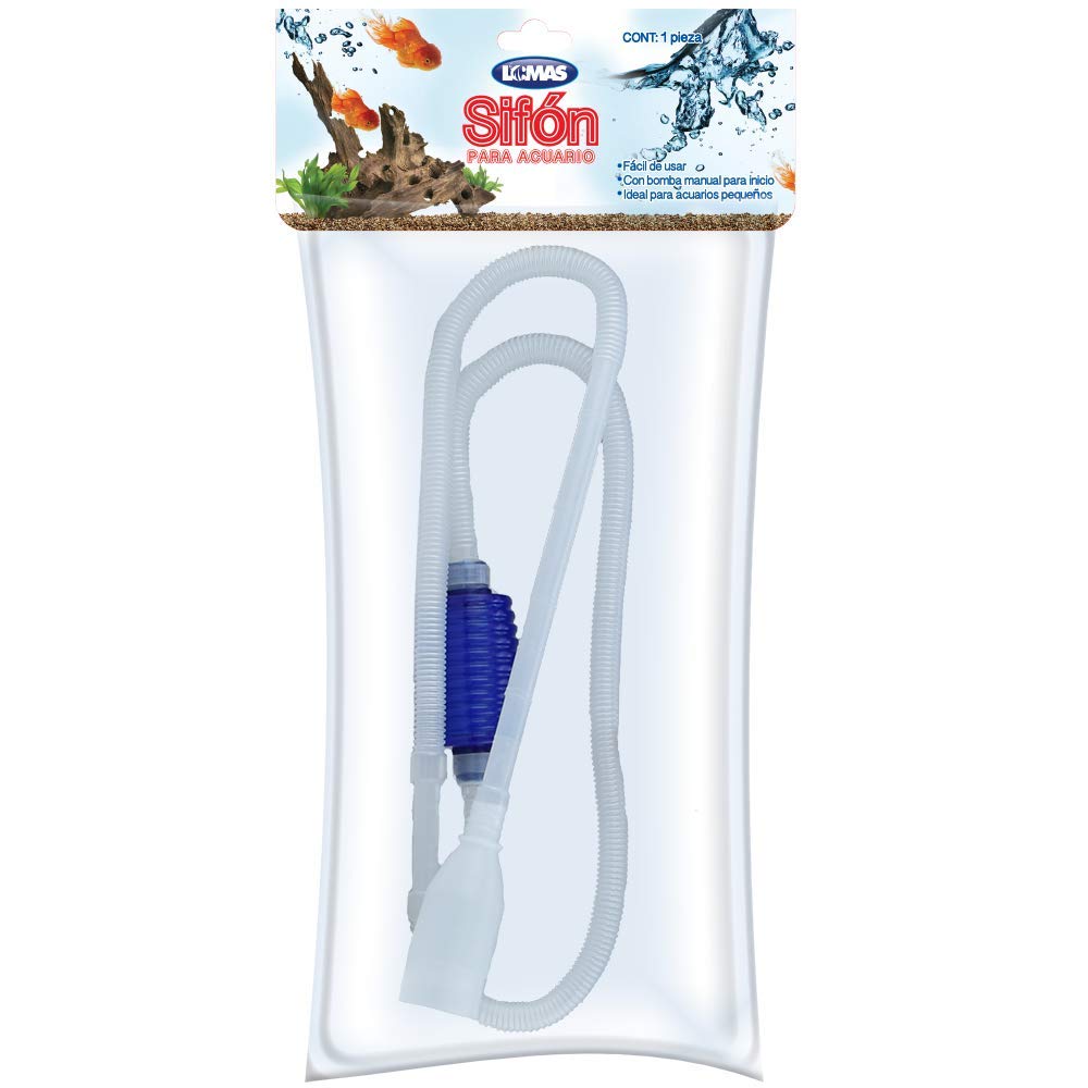 Lomas Sifón con Bomba para Limpiar Peceras + Repuesto Esponja para Filtro Rápido Aqua-Flow, 2 Piezas