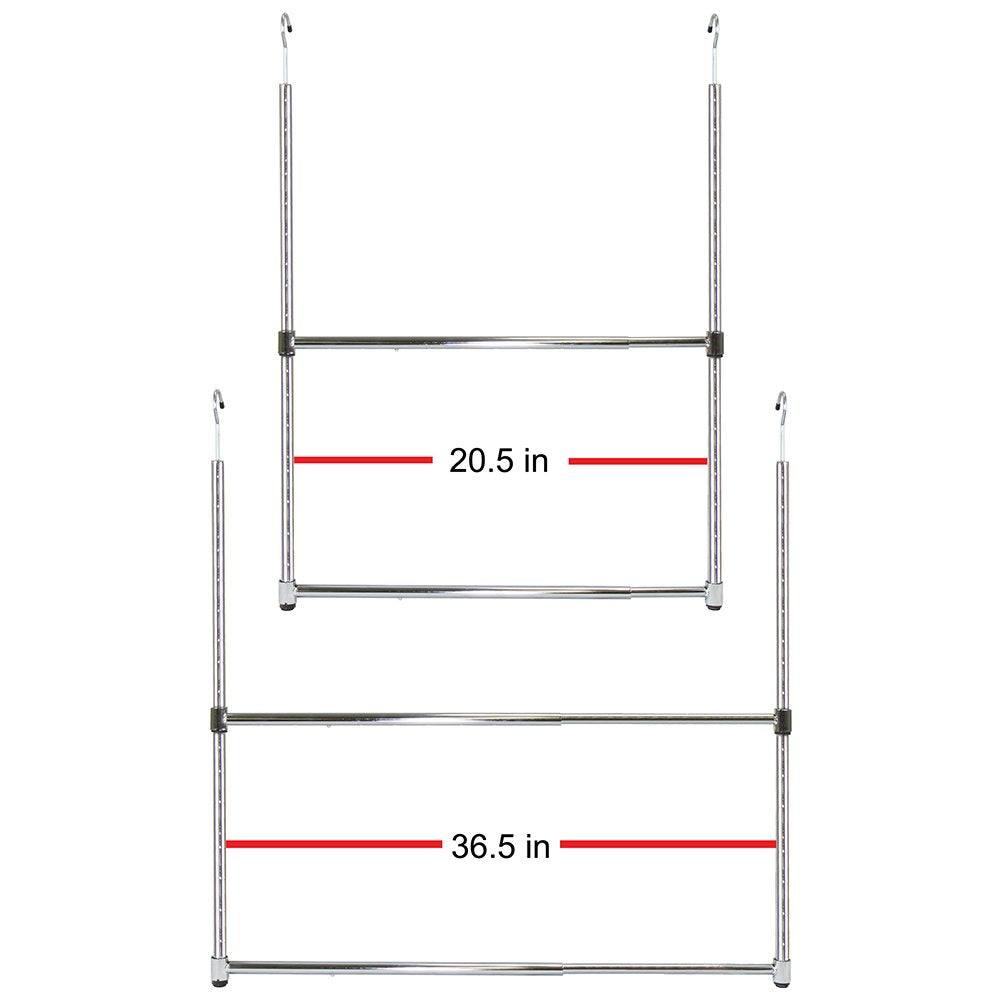 Oceanstar ACR1538C 2-Tier Portable Adjustable Closet Hanger Rod, Chrome