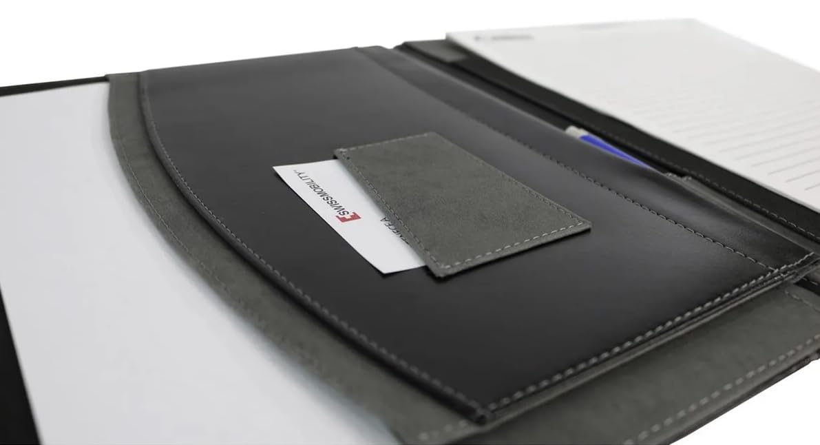 BIFOLIO EJECUTIVO BERNINA NEGRO 2 COMPARTIMIENTOS INTERNOS PARA HOJAS Y TARJETAS