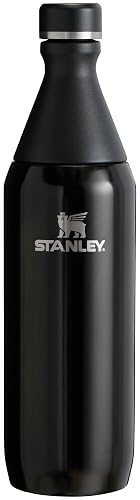 Stanley All Day - Botella delgada de 20 onzas, tapa giratoria con sello a prueba de fugas, diseño delgado para viajes y gimnasio, acero inoxidable aislado, sin BPA, negro