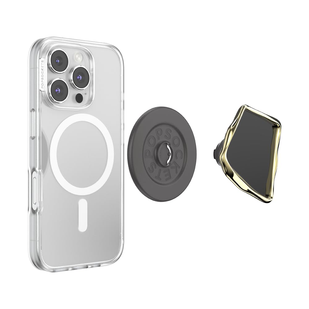 PopSockets - Empuñadura para teléfono MagSafe, Soporte magnético, Soporte para teléfono, Vidrio, Corte obsidiana esmaltado