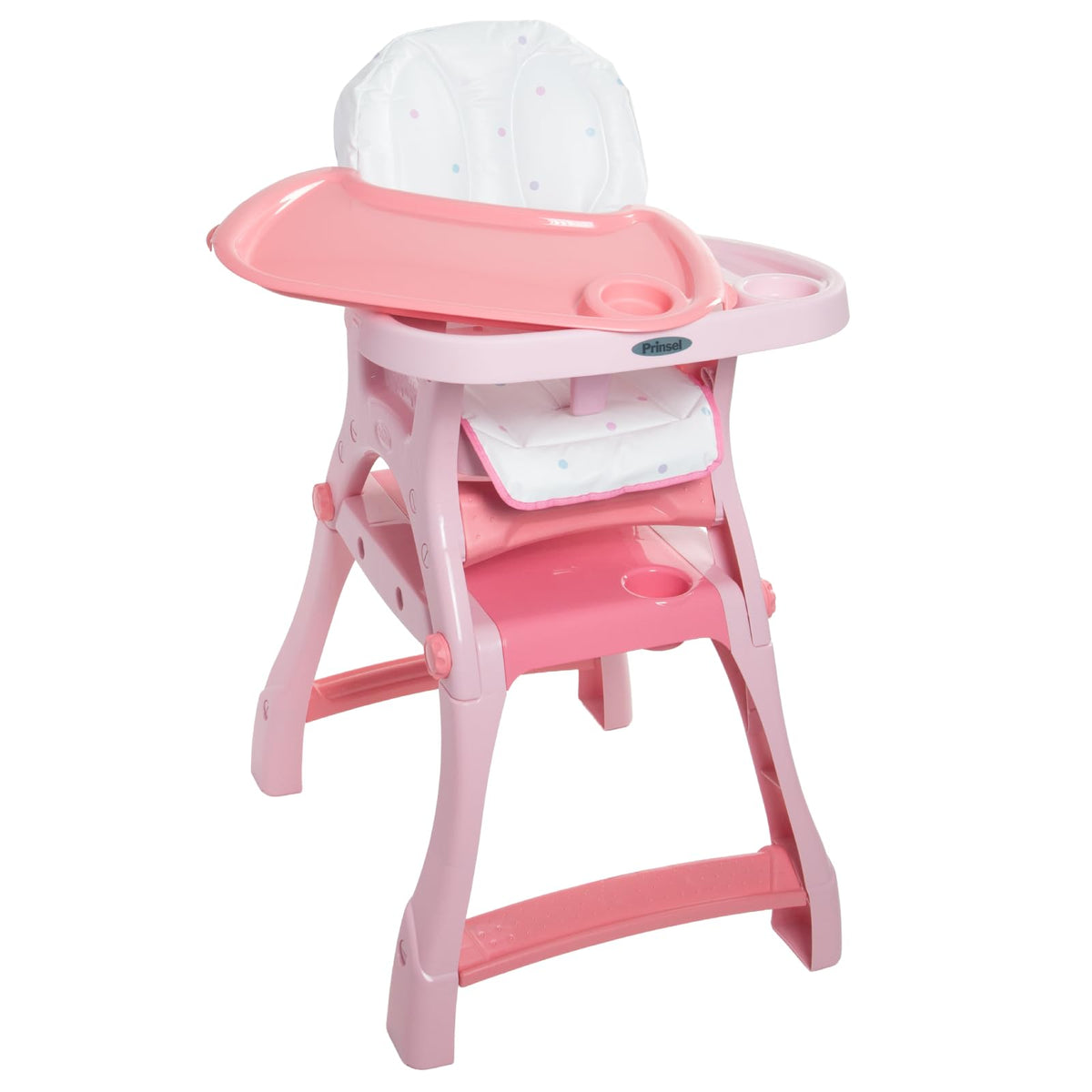 PRINSEL | Sillita Alta Infantil Convertible | Silla Alta para Bebé | Kinder City | Rosa | De 6 Meses a 3 Años, Convertible a Escritorio, Doble Charola Ajustable, Fácil de Limpiar | Artículos para Bebés