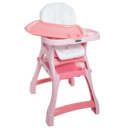 PRINSEL | Sillita Alta Infantil Convertible | Silla Alta para Bebé | Kinder City | Rosa | De 6 Meses a 3 Años, Convertible a Escritorio, Doble Charola Ajustable, Fácil de Limpiar | Artículos para Bebés