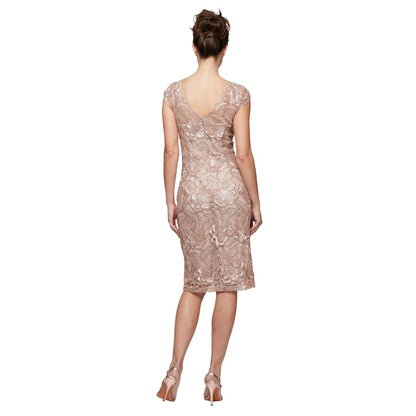 Alex Evenings Vestido Bordado de Longitud Media para Mujer