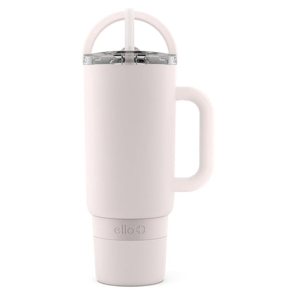 Ello Port - Vaso de 40 onzas con asa de transporte y asa integrada, botella de agua reutilizable de acero inoxidable aislada al aspiradora, taza de viaje con tapa a prueba de fugas y popote, perfecto