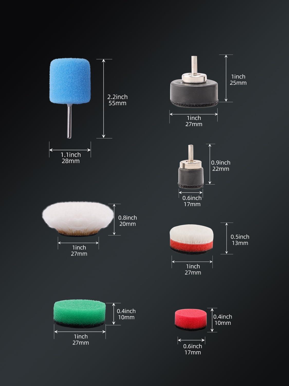 Almohadillas Mini de Pulido y Detalle, 30 piezas de almohadillas mini pulidoras de detalle para herramientas rotativas, taladro eléctrico inalámbrico, herramienta pulidora para pulido de áreas