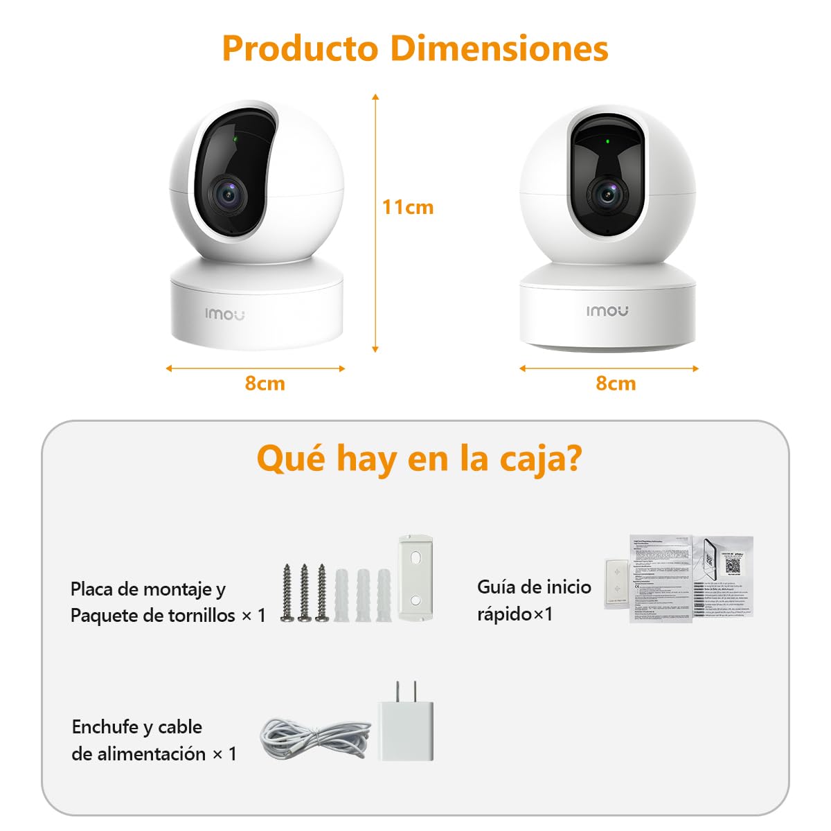 Imou IPC-DK2N Cámara de Seguridad Interior WiFi 2.4GHz con Detección Humana, Visión Nocturna Infrarroja, Alarma Sonora y Audio Bidireccional, Blanco Vigilancia Cámara