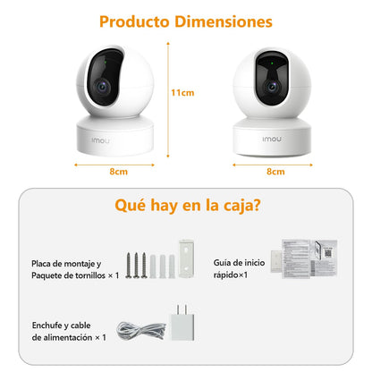 Imou IPC-DK2N Cámara de Seguridad Interior WiFi 2.4GHz con Detección Humana, Visión Nocturna Infrarroja, Alarma Sonora y Audio Bidireccional, Blanco Vigilancia Cámara