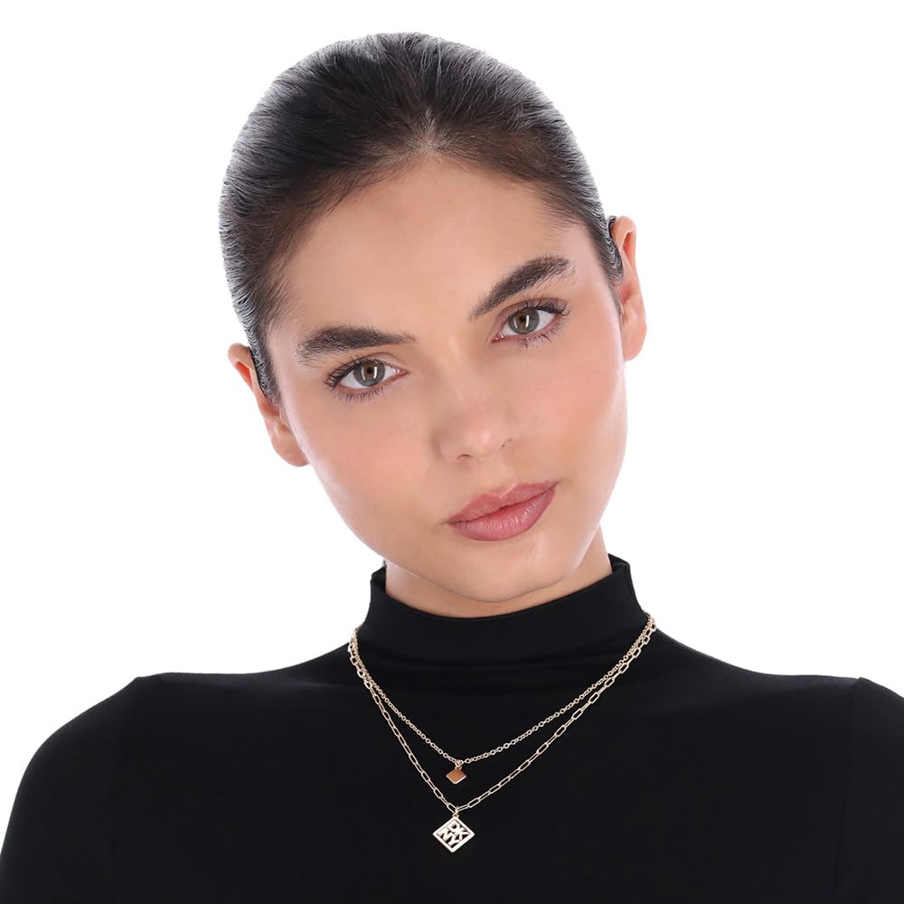 DKNY Collar Dorado Rombo para Mujer | Aleación de metales, dorado, diseño rombo, cierre de gancho francés
