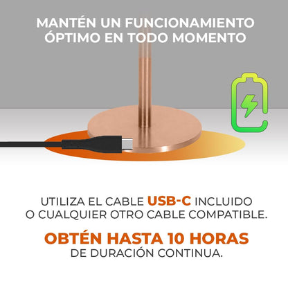 Tecnolite - Lámpara de Mesa LED 5 W Portátil, Recargable, Luz Blanca Ajustable y Atenuable Táctil, Lámpara Interior para Restaurante