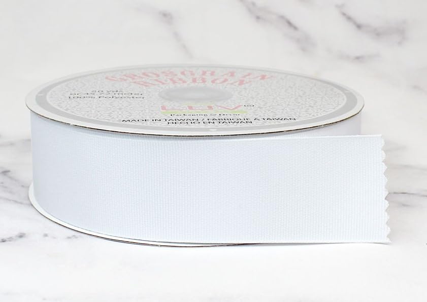 Creative Ideas Solid Grosgrain Ribbon, 1-1/2-Inch by 50-Yard, White