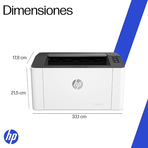 HP Impresora Laser 107w, Láser, Impresión en Negro, Wi-Fi, USB, Impresión y escanéo Smart App, Apple Air Print, Bandeja de 150 Hojas, Pantalla LED (4ZB78A)