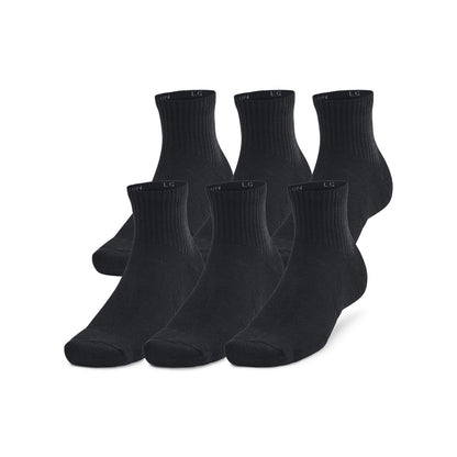 Under Armour Paquete de 6 calcetines de algodón para entrenamiento Calcetín Unisex adulto - XL - (001) Negro Negro Blanco